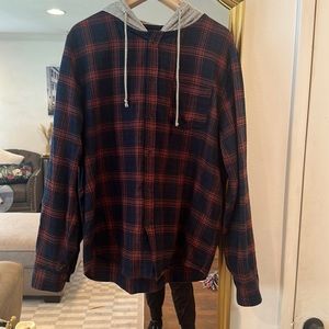 Men’s forever21 was plaid button up with hood